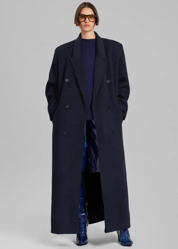 The Frankie Shop Outerwear Women Gaia Double Breasted Coat 8211 Navy
