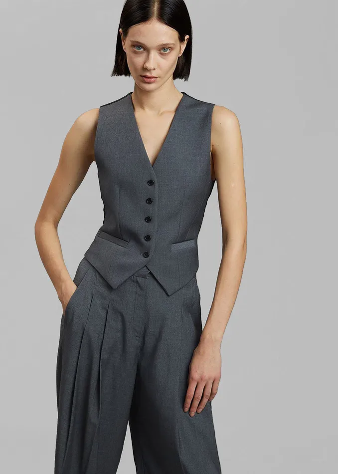 The Frankie Shop Outerwear Women Gelso Waistcoat 8211 Dark Grey Melange