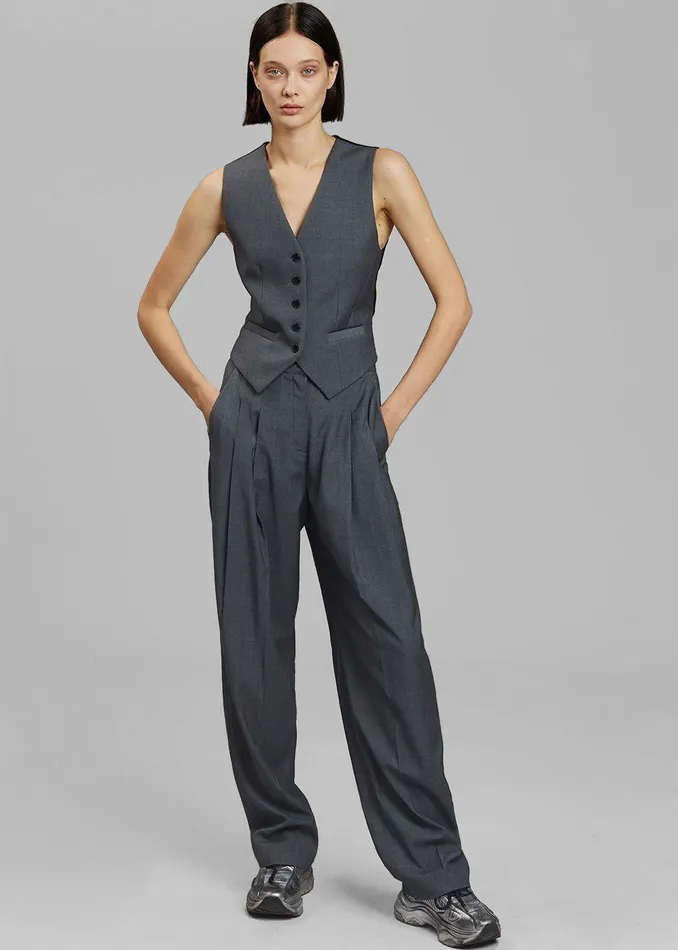 The Frankie Shop Outerwear Women Gelso Waistcoat 8211 Dark Grey Melange