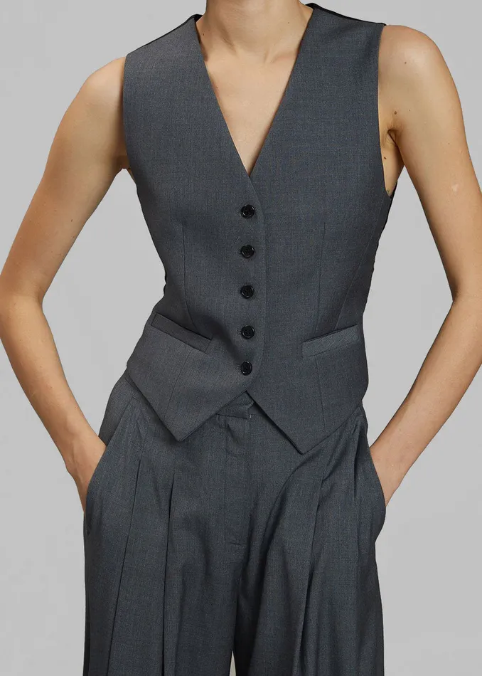 The Frankie Shop Outerwear Women Gelso Waistcoat 8211 Dark Grey Melange