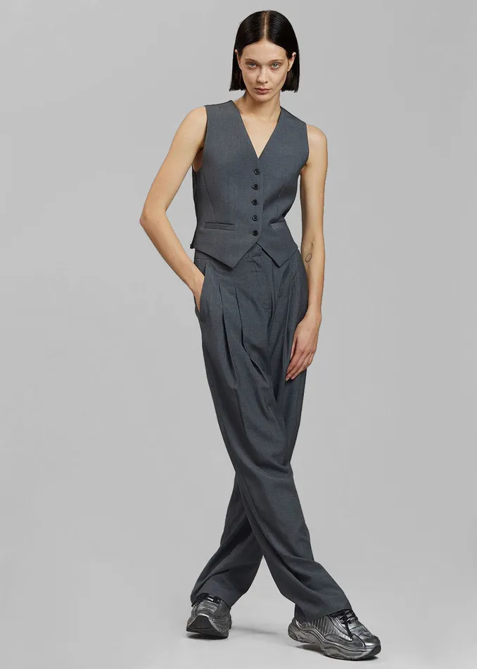The Frankie Shop Outerwear Women Gelso Waistcoat 8211 Dark Grey Melange