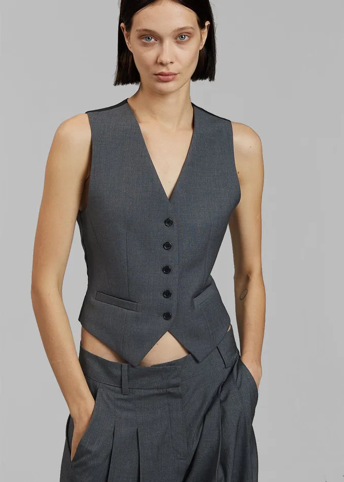 The Frankie Shop Outerwear Women Gelso Waistcoat 8211 Dark Grey Melange