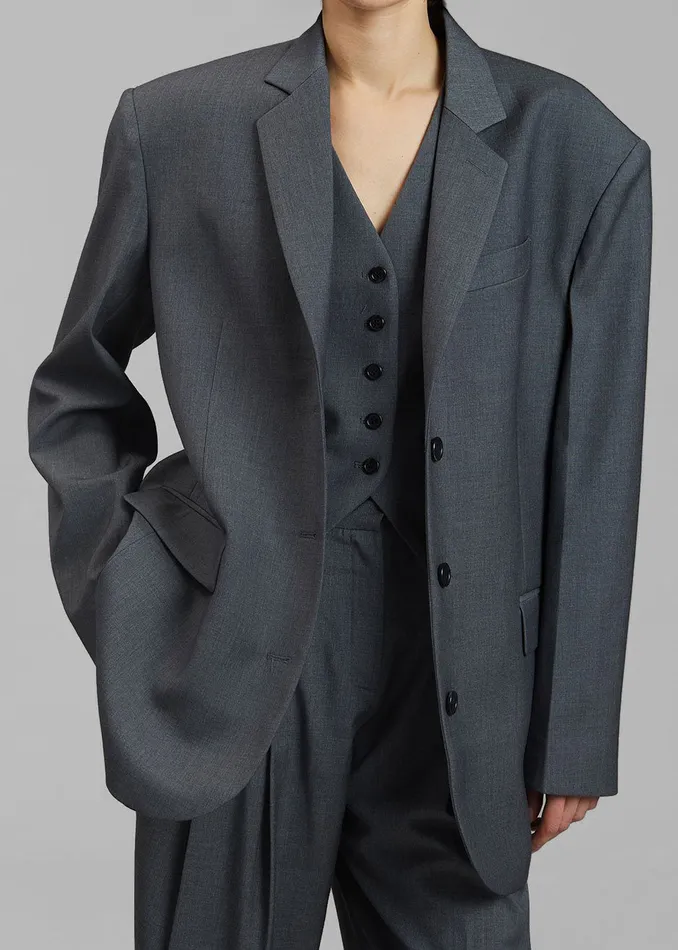 The Frankie Shop Outerwear Women Gelso Waistcoat 8211 Dark Grey Melange