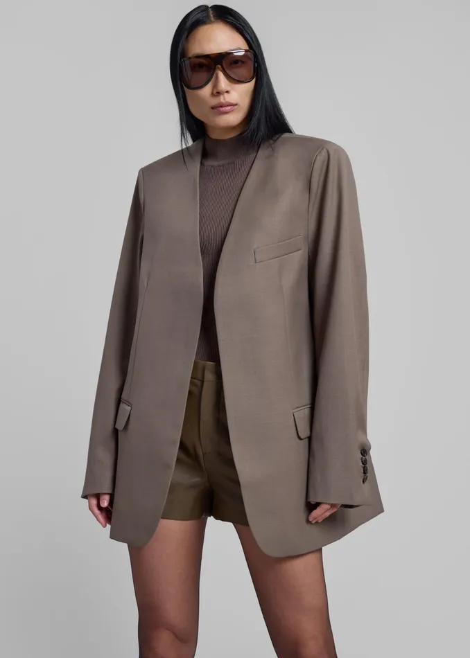 The Frankie Shop Outerwear Women Gillian Collarless Blazer 8211 Taupe