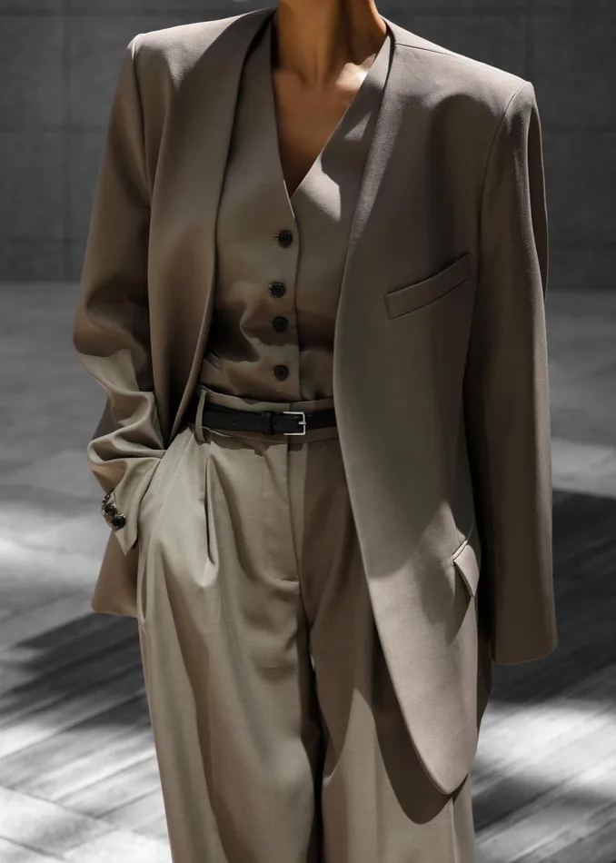 The Frankie Shop Outerwear Women Gillian Collarless Blazer 8211 Taupe