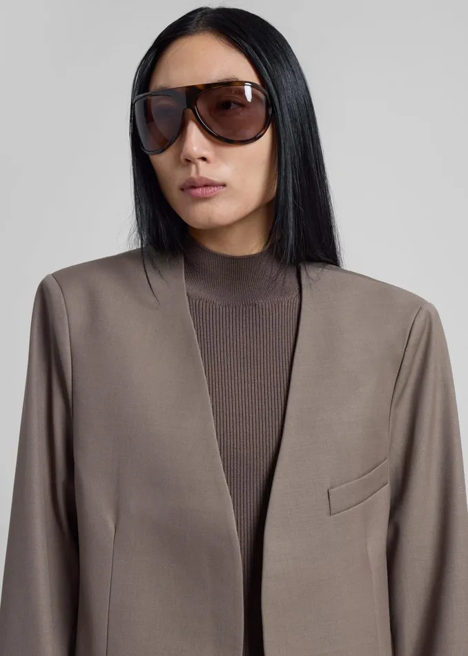 The Frankie Shop Outerwear Women Gillian Collarless Blazer 8211 Taupe