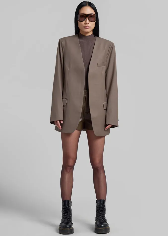 The Frankie Shop Outerwear Women Gillian Collarless Blazer 8211 Taupe