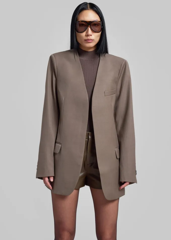 The Frankie Shop Outerwear Women Gillian Collarless Blazer 8211 Taupe