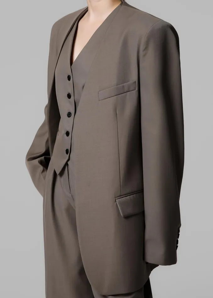The Frankie Shop Outerwear Women Gillian Collarless Blazer 8211 Taupe
