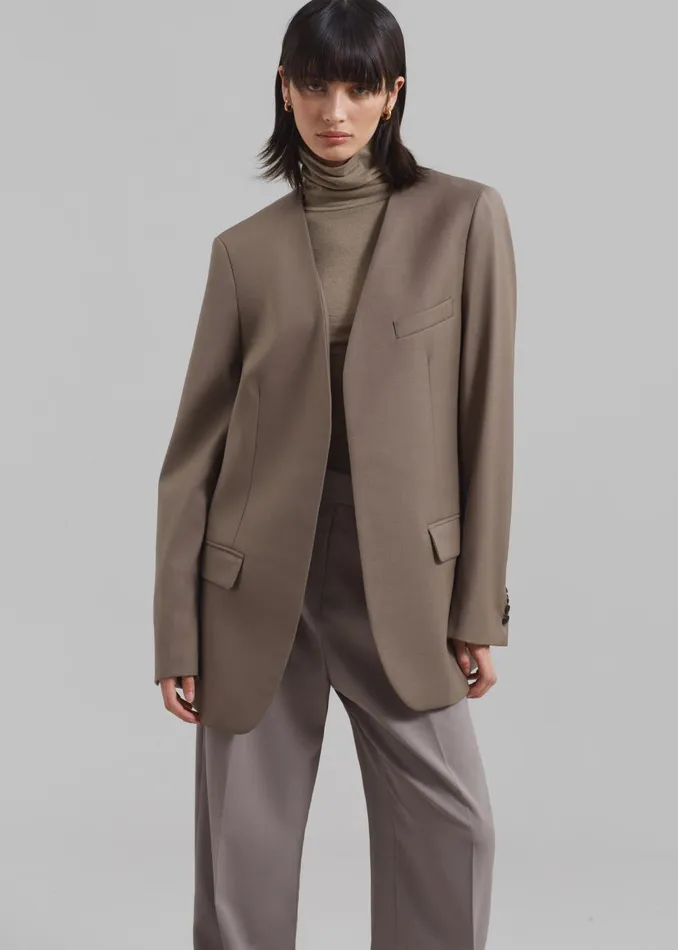 The Frankie Shop Outerwear Women Gillian Collarless Blazer 8211 Taupe