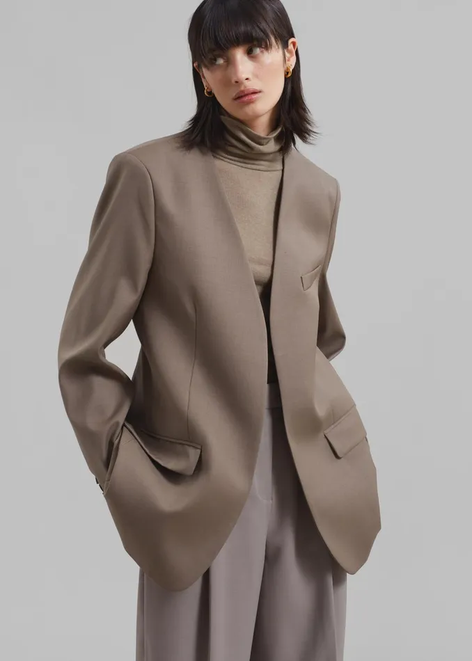 The Frankie Shop Outerwear Women Gillian Collarless Blazer 8211 Taupe