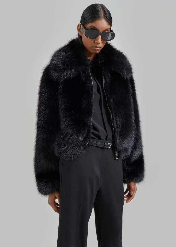 The Frankie Shop Outerwear Women Hope Faux Fur Jacket 8211 Black