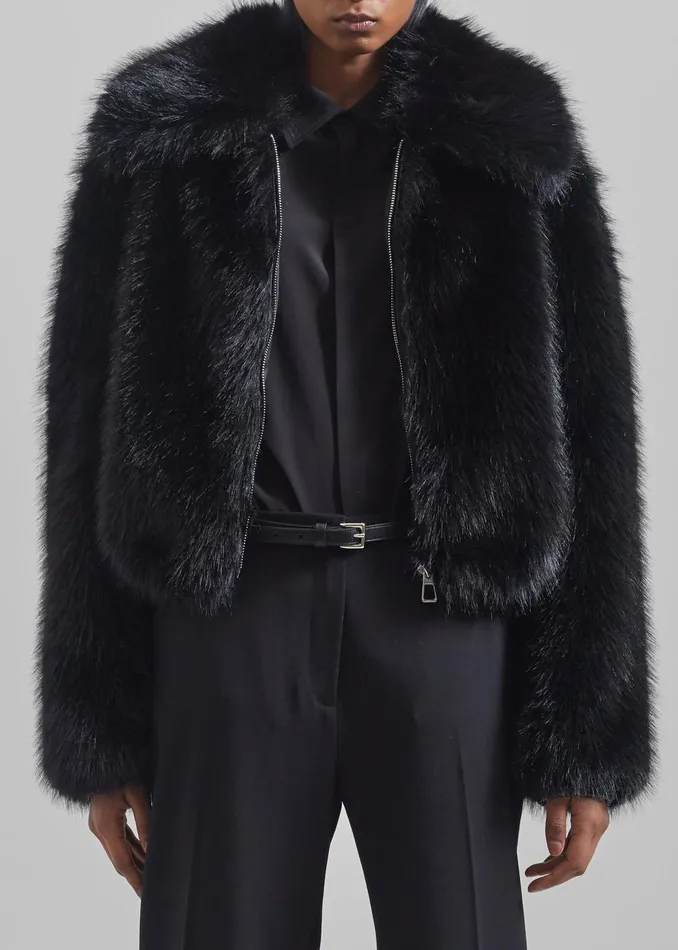 The Frankie Shop Outerwear Women Hope Faux Fur Jacket 8211 Black