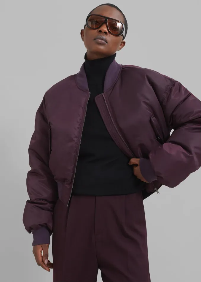 The Frankie Shop Outerwear Women Houghton Cropped Bomber 8211 Prune