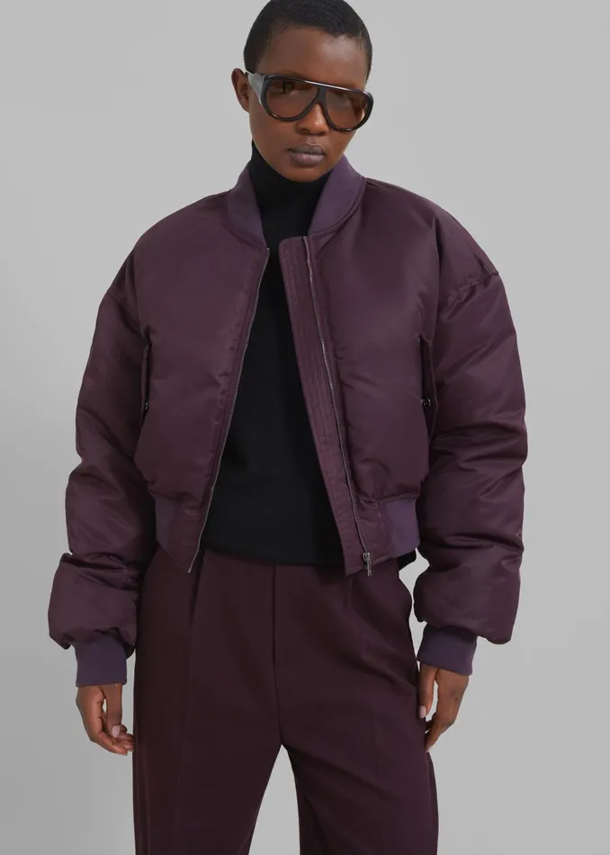The Frankie Shop Outerwear Women Houghton Cropped Bomber 8211 Prune