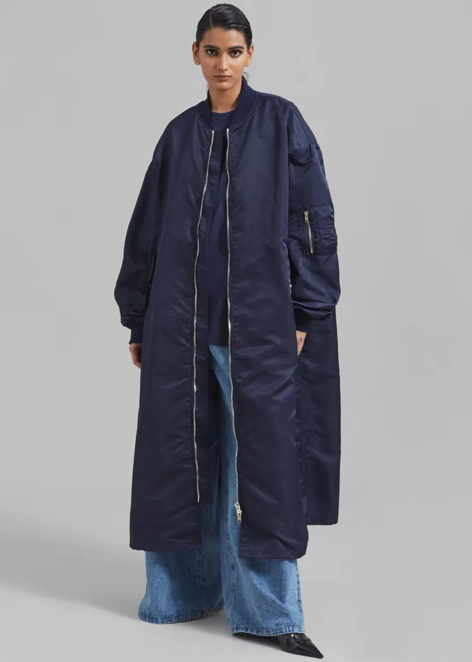The Frankie Shop Outerwear Women Isaac Oversized Bomber Coat 8211 Navy