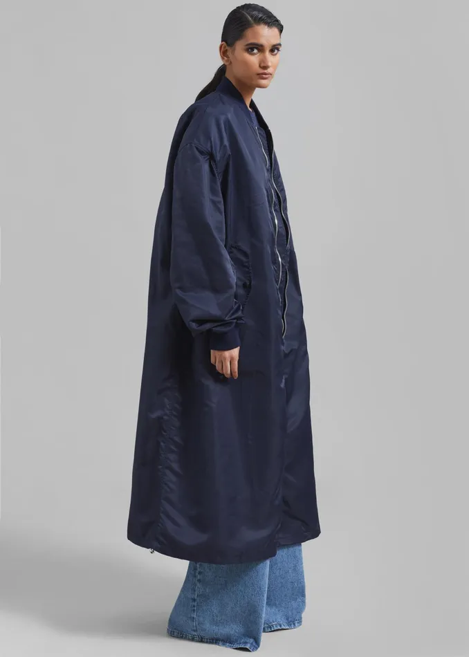 The Frankie Shop Outerwear Women Isaac Oversized Bomber Coat 8211 Navy