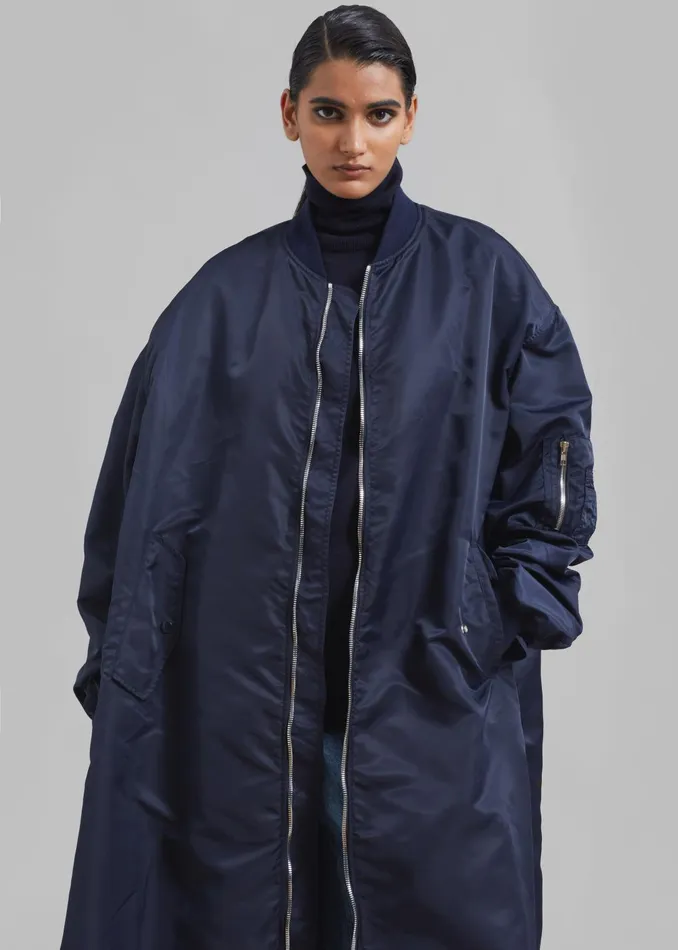 The Frankie Shop Outerwear Women Isaac Oversized Bomber Coat 8211 Navy