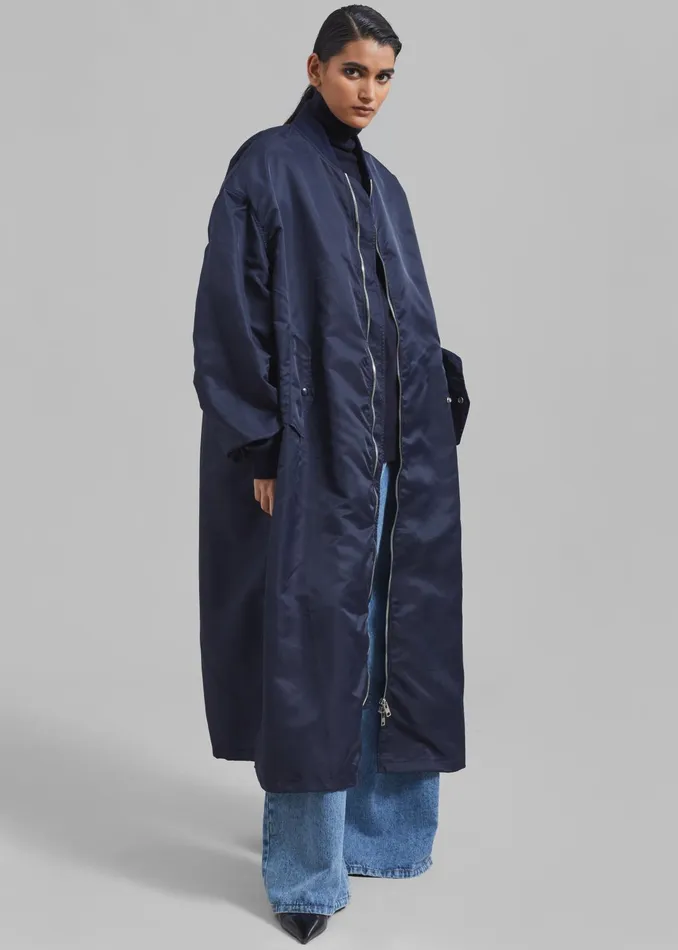 The Frankie Shop Outerwear Women Isaac Oversized Bomber Coat 8211 Navy