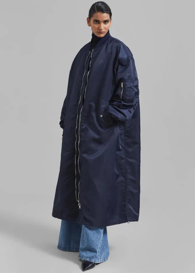 The Frankie Shop Outerwear Women Isaac Oversized Bomber Coat 8211 Navy