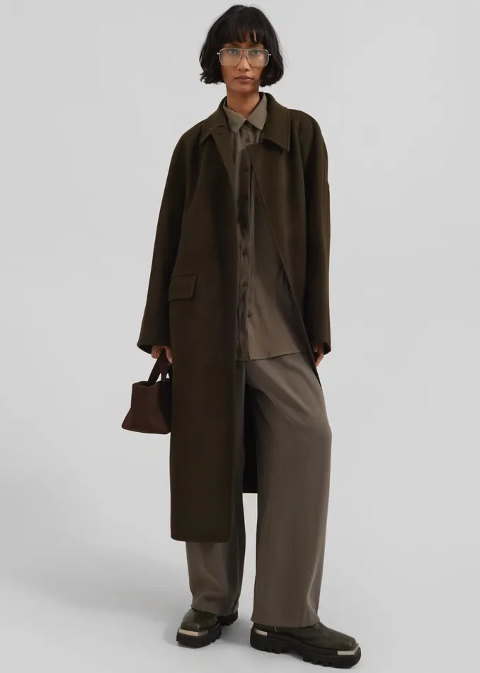 The Frankie Shop Outerwear Women Jalhay Oversized Wool Coat 8211 Khaki Brown