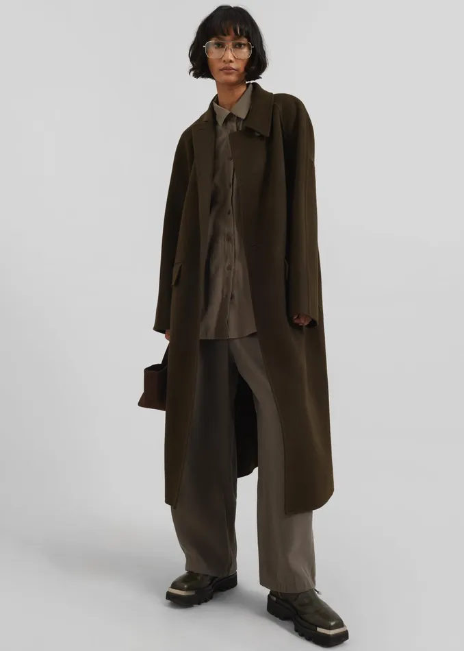 The Frankie Shop Outerwear Women Jalhay Oversized Wool Coat 8211 Khaki Brown