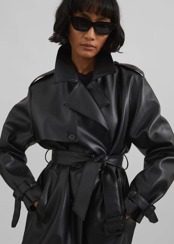 The Frankie Shop Outerwear Women Medora Faux Leather Trench 8211 Black