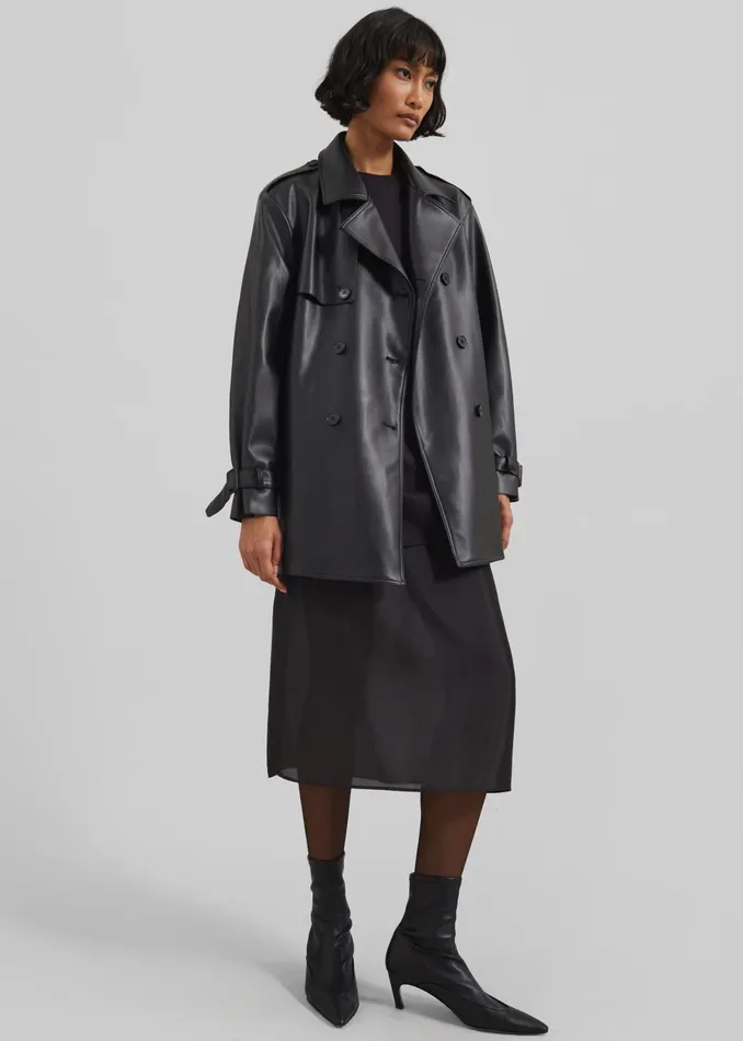 The Frankie Shop Outerwear Women Medora Faux Leather Trench 8211 Black