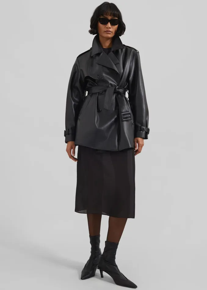 The Frankie Shop Outerwear Women Medora Faux Leather Trench 8211 Black