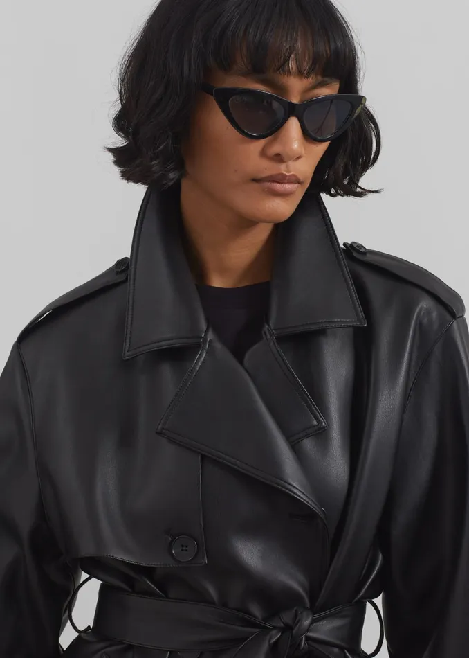 The Frankie Shop Outerwear Women Medora Faux Leather Trench 8211 Black