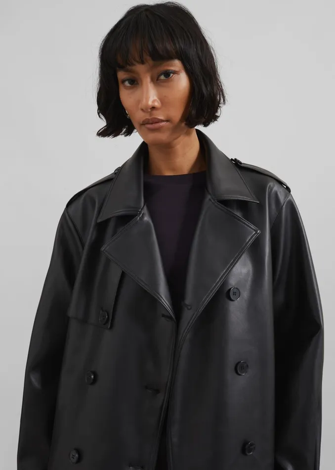 The Frankie Shop Outerwear Women Medora Faux Leather Trench 8211 Black