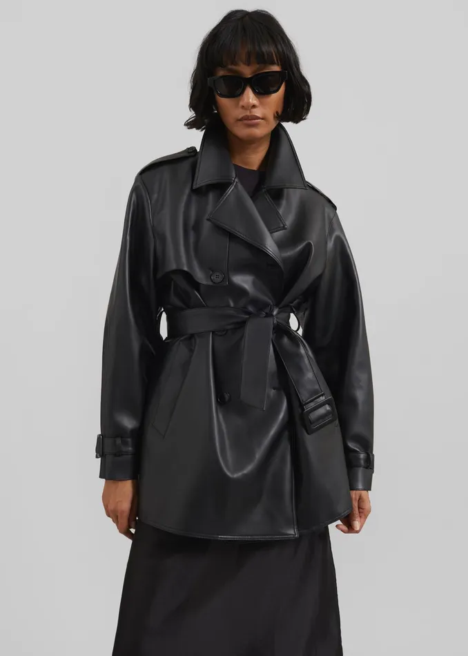 The Frankie Shop Outerwear Women Medora Faux Leather Trench 8211 Black