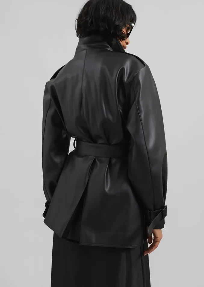The Frankie Shop Outerwear Women Medora Faux Leather Trench 8211 Black