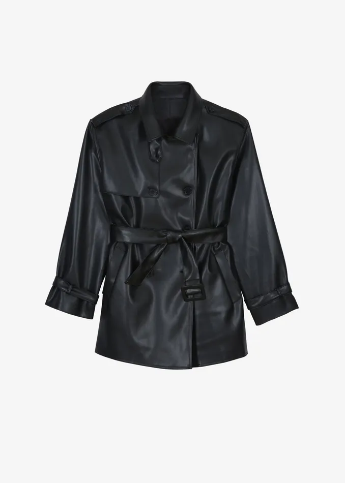 The Frankie Shop Outerwear Women Medora Faux Leather Trench 8211 Black
