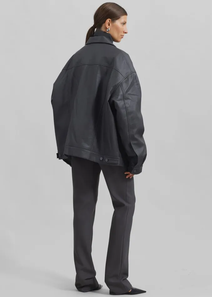The Frankie Shop Outerwear WomenMen Conan Faux Leather Jacket 8211 Dark Grey