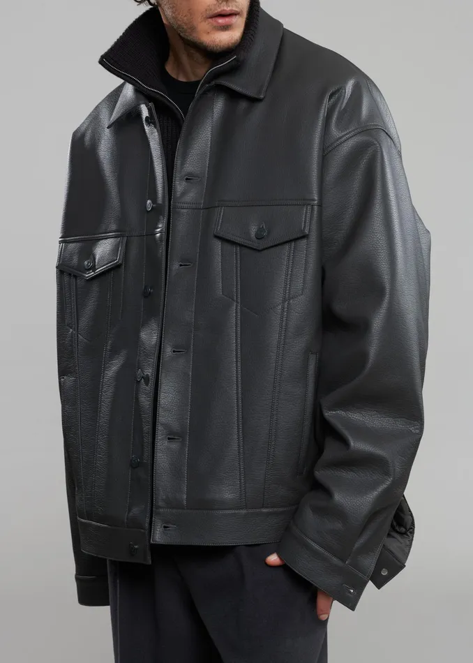 The Frankie Shop Outerwear WomenMen Conan Faux Leather Jacket 8211 Dark Grey