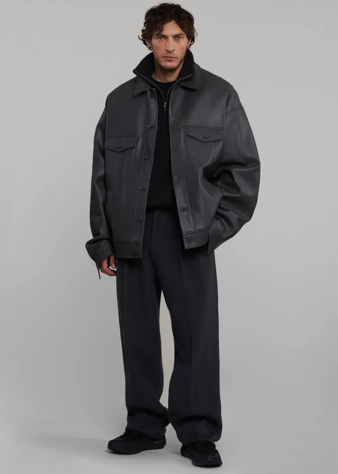 The Frankie Shop Outerwear WomenMen Conan Faux Leather Jacket 8211 Dark Grey