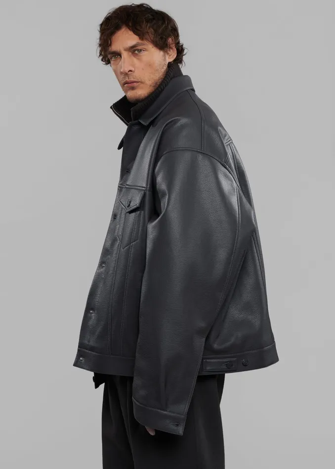The Frankie Shop Outerwear WomenMen Conan Faux Leather Jacket 8211 Dark Grey