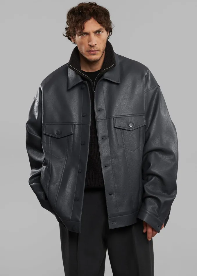 The Frankie Shop Outerwear WomenMen Conan Faux Leather Jacket 8211 Dark Grey