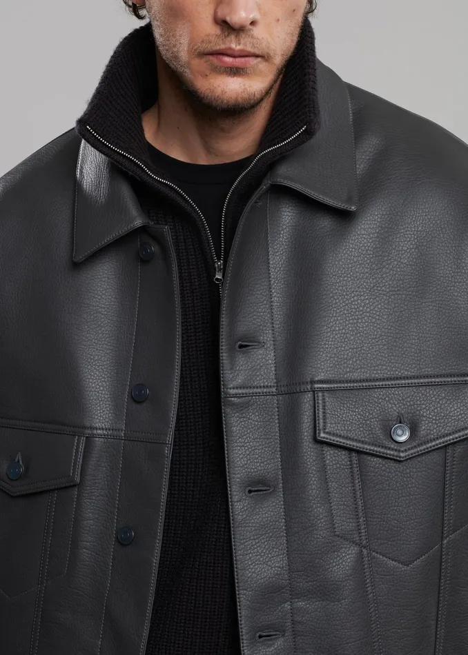 The Frankie Shop Outerwear WomenMen Conan Faux Leather Jacket 8211 Dark Grey
