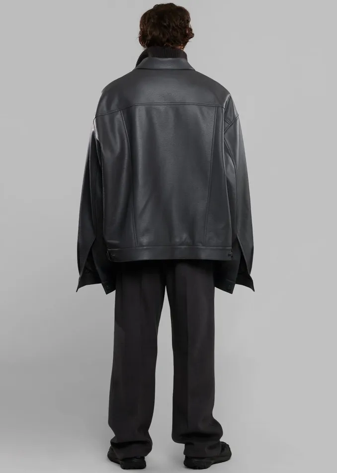 The Frankie Shop Outerwear WomenMen Conan Faux Leather Jacket 8211 Dark Grey