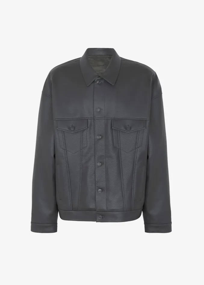 The Frankie Shop Outerwear WomenMen Conan Faux Leather Jacket 8211 Dark Grey