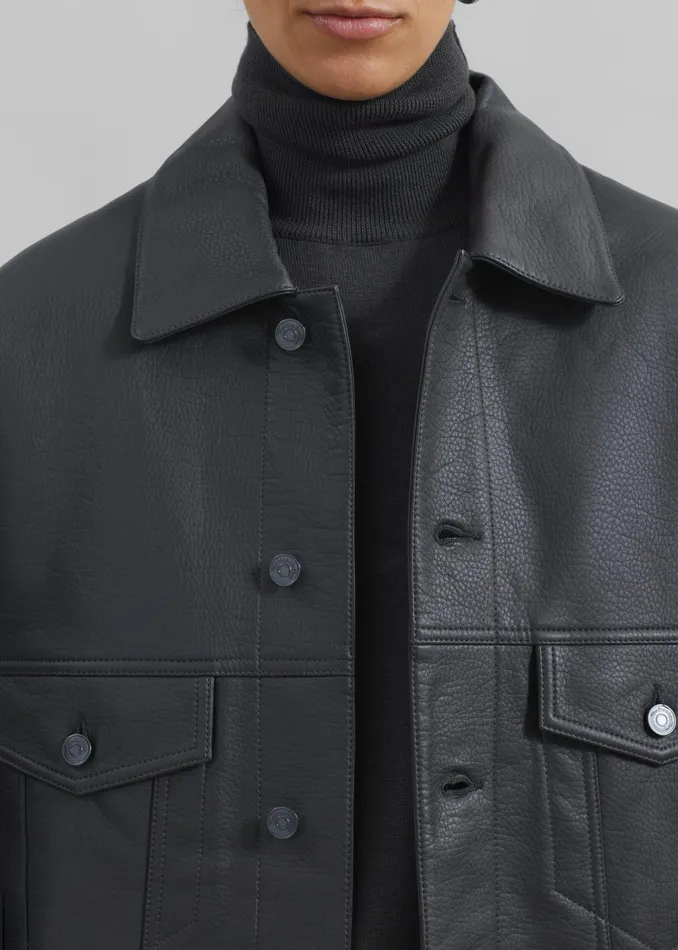 The Frankie Shop Outerwear WomenMen Conan Faux Leather Jacket 8211 Dark Grey
