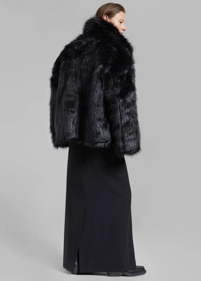 The Frankie Shop Outerwear WomenMen Fallon Short Faux Fur Coat 8211 Black
