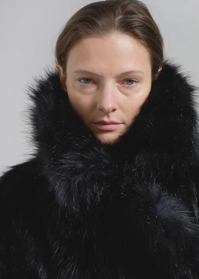 The Frankie Shop Outerwear WomenMen Fallon Short Faux Fur Coat 8211 Black