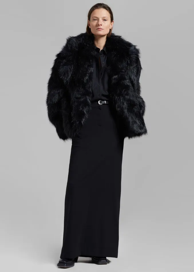 The Frankie Shop Outerwear WomenMen Fallon Short Faux Fur Coat 8211 Black