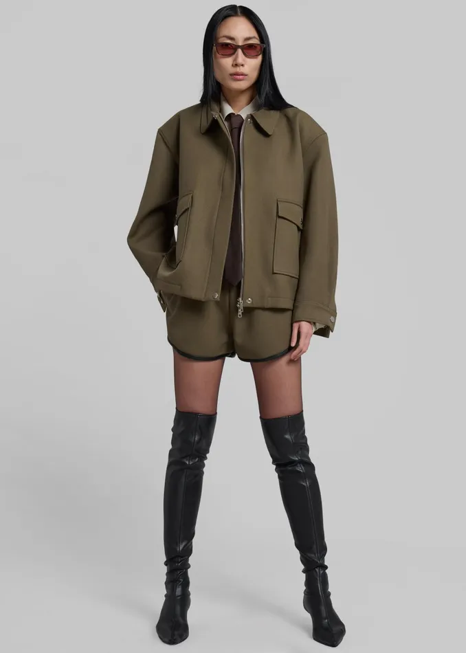 The Frankie Shop Outerwear Women Neri Cropped Jacket 8211 Khaki