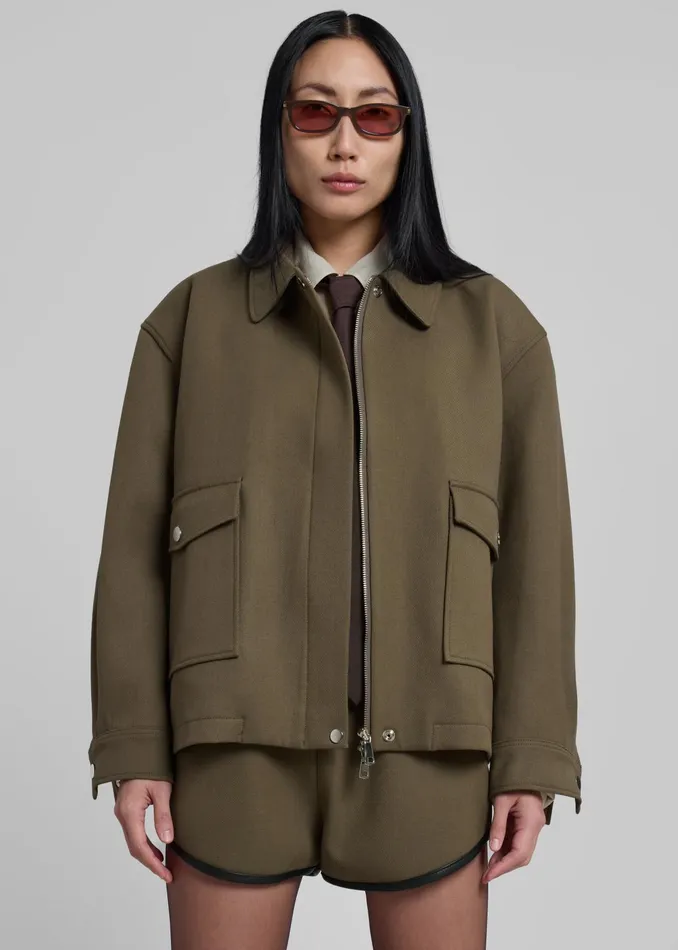 The Frankie Shop Outerwear Women Neri Cropped Jacket 8211 Khaki