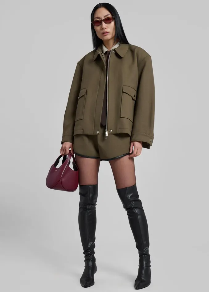 The Frankie Shop Outerwear Women Neri Cropped Jacket 8211 Khaki