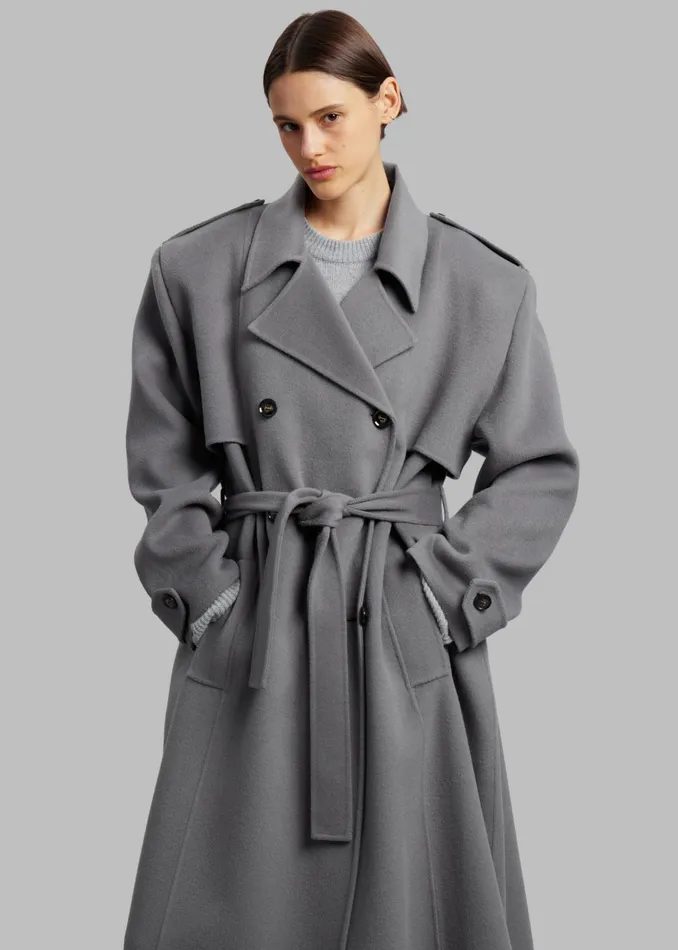 The Frankie Shop Outerwear Women Nikola Padded Trench Coat 8211 Grey